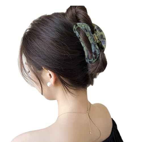 Wenlly crescent moon hair claw clip, 3.7 Inch cellulose acetate hair jaw clip, non-slip strong hair hold barrette, 1 piece, green