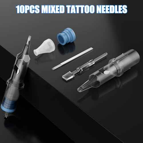 Beginners Tattoo Gun Machine Kit Professional Complete Tattoo Gun Kits for Beginner Rotary Tattoo Pen Set with 10Pcs Tattoo Cartridge Needles and 6Pcs Inks for Starter Artists