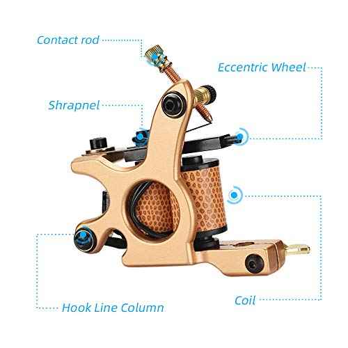 Coil Tattoo Machine, ATOMUS 10 Wraps Coil Tattoo Liner & Shader Kit 23000r/m Alloy Tattoo Guns Machine Set Tattoo Supplies for Tattoo Artists
