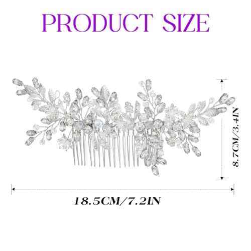 Evild Wedding Hair Clips Silver Rhinestone Bridal Headpiece Prom Hair Accessories for Women