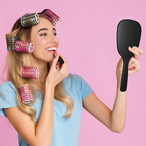 60 Pcs 7.08 x 3.14 Inch Hand Handheld Mirror with Handle Plastic Compact Travel Makeup Cosmetic Mirror Small Personal Portable Hand Held Mirror for Home Vanity Camping (Black)