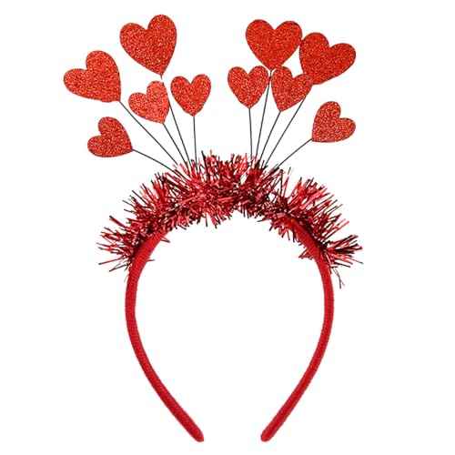 Love Headbands Valentine Red Hair Hoop Glitter Heart Headband Cute Valentine's Day Headdress Headpiece Head Boppers Exquisite Hair Accessories Decoration Holiday Costume Headwear for Women