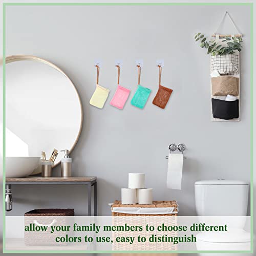 8 Pieces Bar Soap Pouch Mesh Soap Saver Pouch Holder Exfoliating Net Loofah Bags for Shower Mesh Bubble Foam Net Bath Pocket for Women Men Girls (Lake Green, Pink, Beige, Brown)