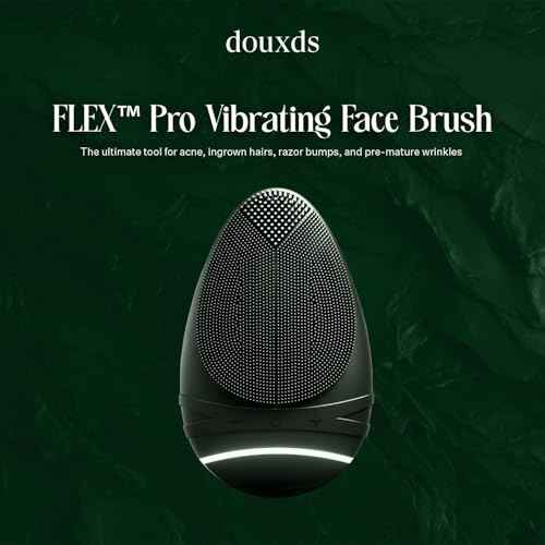 douxds Flex¢â Pro Vibrating Face Brush, Electric Face Scrubber, Face Scrubber for Men, Flex¢â Face Brush, Men's Skin Care, Powerful Sonic Technology, Removes Dark Marks and Bumps, Acne Treatment