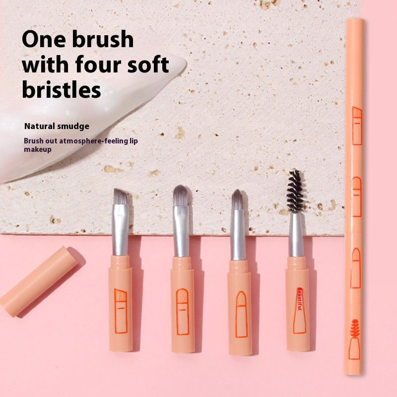 Multifunctional Aluminum Makeup Brush Set - 4-in-1 Eye Shadow & Face Tools