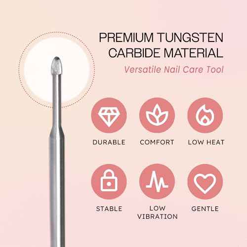 PANA 3/32" Carbide Cuticle Nail Drill Bit for Cuticle Cleaning, Dead Skin Removal, Gel Polish & Acrylic Removal, Under Nail Cleaner, Nail Salon, Manicure Tools (Snake Head - Silver, Medium)