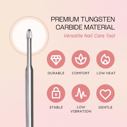 PANA 3/32" Carbide Cuticle Nail Drill Bit for Cuticle Cleaning, Dead Skin Removal, Gel Polish & Acrylic Removal, Under Nail Cleaner, Nail Salon, Manicure Tools (Snake Head - Silver, Medium)