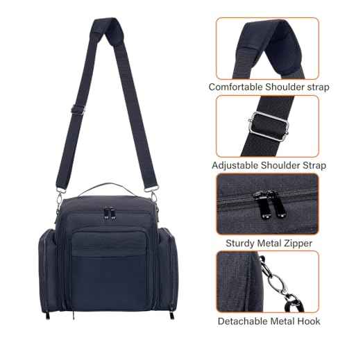 Nail Polish Organizer Case Holds 60 Bottles Portable Travel Storage Box with 2 Detachable Bags, Designed for Women's Nail Tools, Essential Oils and Cosmetics Sets Black