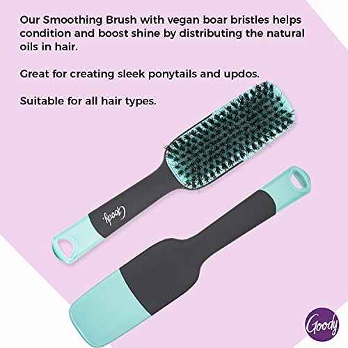 Goody x Total Texture Smoothing Brush - Vegan Boar Bristles Help Condition and Smooths Hair Cuticles for Enhanced Shine Shine - For Natural and Textured Hair - Non-Slip Grip