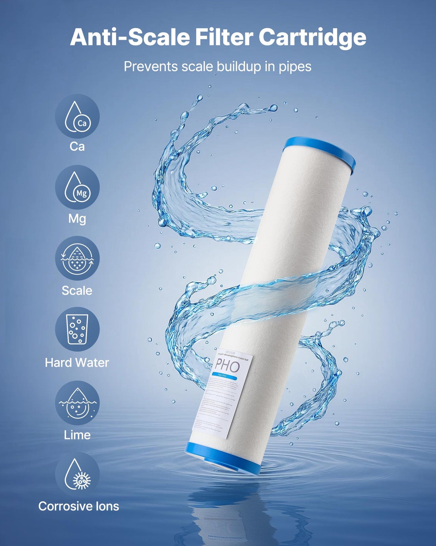 Whole Home Water Filter Replacement Cartridge 4.5" x 20" - Scale Inhibitor