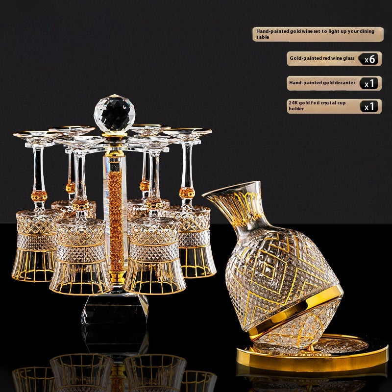 Luxury 1.5L Rotating Crystal Wine Decanter with Mirror Finish - Gift Bar Decor