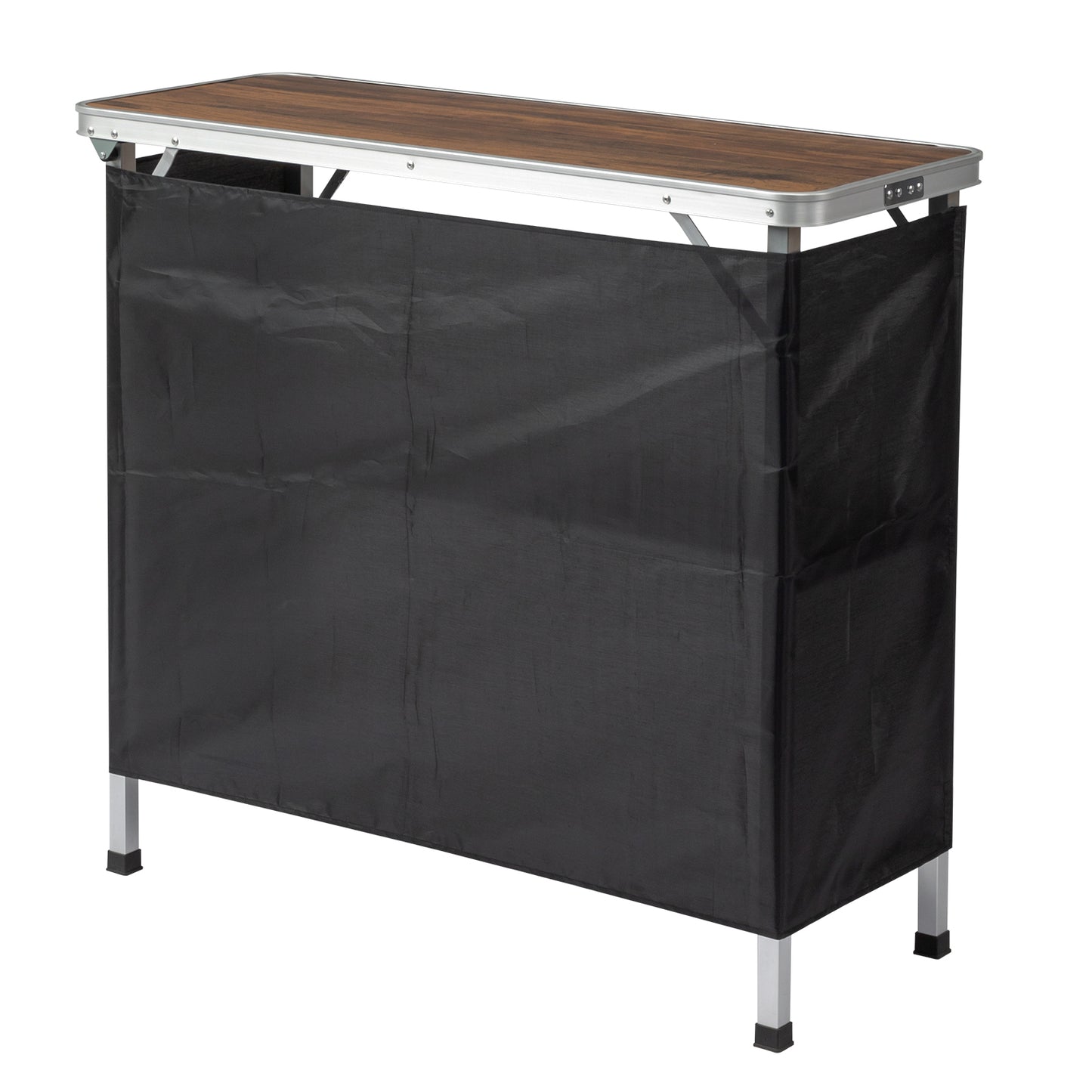 Portable Folding Bar Table with Storage Shelf & Carry Bag - Brown
