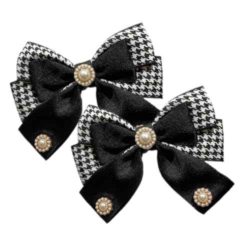 2PCS Checkered Bow Hair Clips for Women Girls, Cute Bow Hair Clips, Black Checkered to School Outfit, Wedding Party Hair Accessories