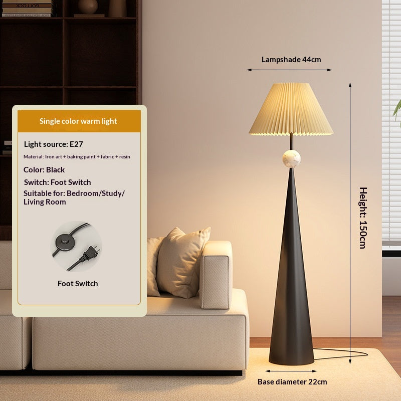 Vintage Floor Lamp for Living Room - Mid-Century Modern Style, Fabric Shade
