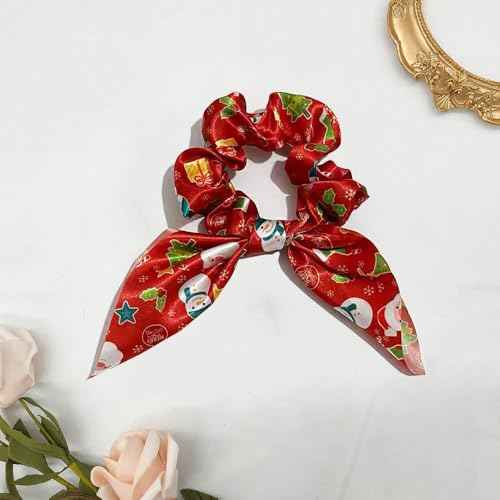 3 PCS Christmas Gift Hair Scrunchies Hair Scarf Hair Accessories Snowman Snowflake Elastic Hair Band Cute Hair Ties for Women