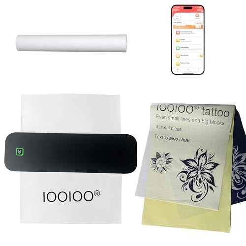 IOOIOO D210 Portable Printer, Wireless Inkless Bluetooth Thermal Printer for Tattoo Stencil Transfer Paper, for 8.5 x 11 Letter, A4 Rolled & Folded Thermal Paper (Black, Without Carrying Case)