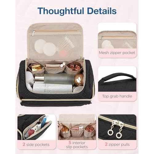 BAGSMART Travel Toiletry Bag for Women, Cosmetic Bag Makeup Bag Organizer with Handle, Travel Bag for Toiletries, Travel Accessories, Full Sized Container