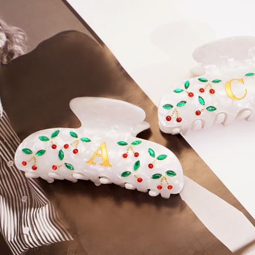 Teen Girl Gifts Trendy Stuff - Letter Cherry Hair Claw Clips, Fashion Accessories Claw Clips Durable Hair Clips, Birthday Gifts for Teens Daughter Sister Christmas Gifts, Letter M