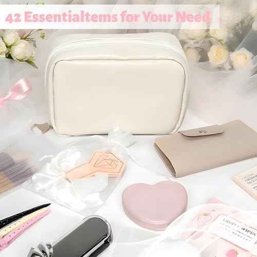 Women's Wedding Emergency Kit for Bride Wedding Survival Set with Makeup Bag, 42 Pc Wedding Daily Travel Essential Items