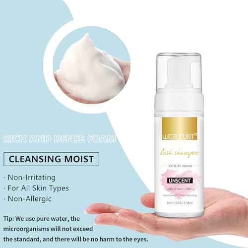 3.38OZ Eyelash Extension Cleanser Lash Mousse Unsent Lash Shampoo for Extensions, Natural Lashes Makeup & Mascara Remover Professional & Self