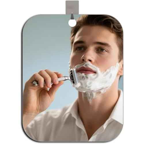 Shower Mirror Fogless for Shaving, No Fog Shaving Mirror, Anti-Fog Makeup Small Mirror Bathroom Accessories Travel Camping, Shatterproof Men's Woma Wall Hanging£¨Medium 7inx5in£©