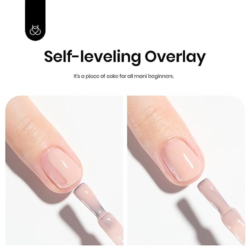 Beetles Color Base Gel Nail Polish, 1pcs 15ml Rubber Base Builder Neutral Nude Gel Base Coat Warm Jade Nail Polish, Base Coat Nail Strengthener Soak Off UV LED light Needed