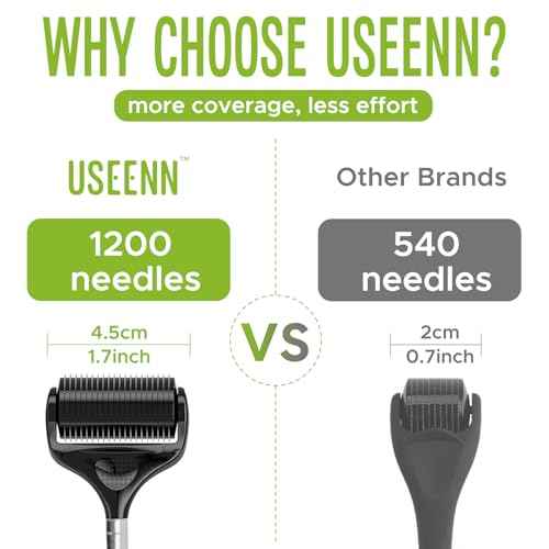 Ultra Wide Titanium Derma Roller for Face Hair Beard Scalp Skin Body Metal Handle 1200 Microneedling roller for Women and Men 0.25mm