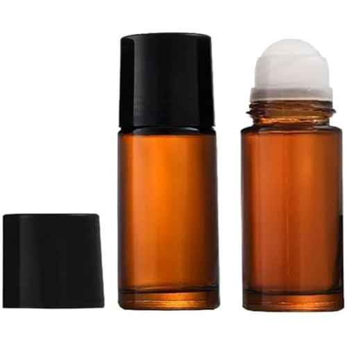 2Pcs Brown Glass Essential Oil Roller Bottles Refillable Roll on Empty Deodorant Bottle Containers Rollerball for Fragrance Roller Bottles Ball Applicator,Rollerball Bottle (50ml)