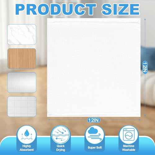 12 Pack 100% Cotton Wash Cloth, 12x12 Inch Highly Absorbent and Soft Feel Fingertip Towels, Machine Washable Washcloths for Bathroom, Gym, Hotel, Spa and Kitchen, White