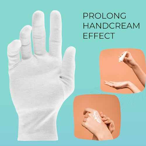 2 Pairs Cotton Gloves, White Gloves for Dry Hands, Cotton Gloves for Sleeping, Moisturizing Night Gloves, White Gloves 100% Cotton, Size M (2 Pairs)
