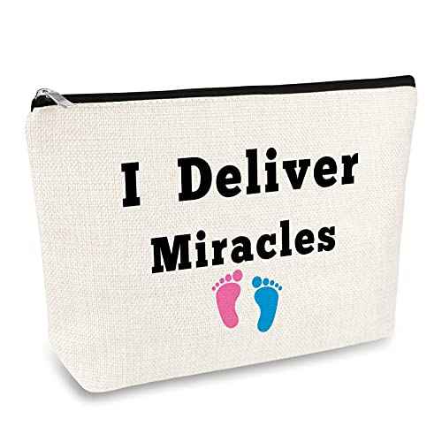 Mikela Midwife Gift Makeup Bag for Women Nurse Appreciation Doula OBGYN Doctor Cosmetic Thanksgiving Day Christmas Graduation Maternity Obstetrician Gynecologist Pouch