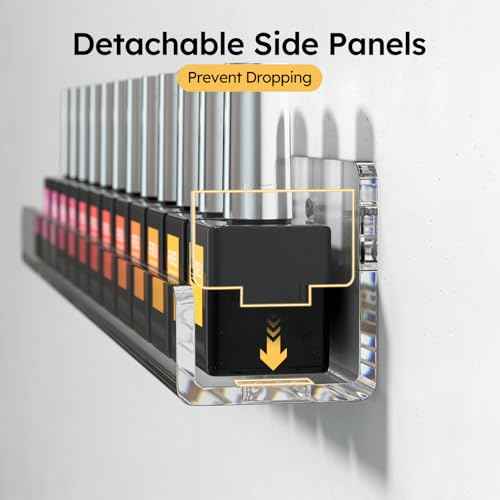 FEMELI Nail Polish Wall Rack: 6 Shelves 15 Inch Clear Acrylic Nail Polish Organizer for 66-90 Bottles Multi-Purpose Acrylic Floating Shelves (15 Inch, Clear)