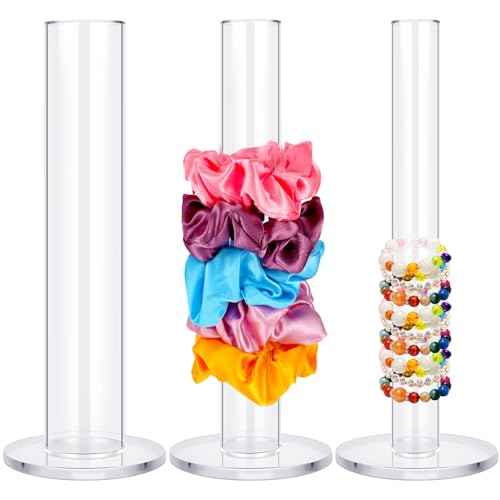 3 Pcs Scrunchie Holder 9 Inch Hair Tie Organizers Stand Acrylic Bracelet Holder Clear Accessories Display Jewelry Bangle for Cute Room Decor Woman Gift Storage Christmas
