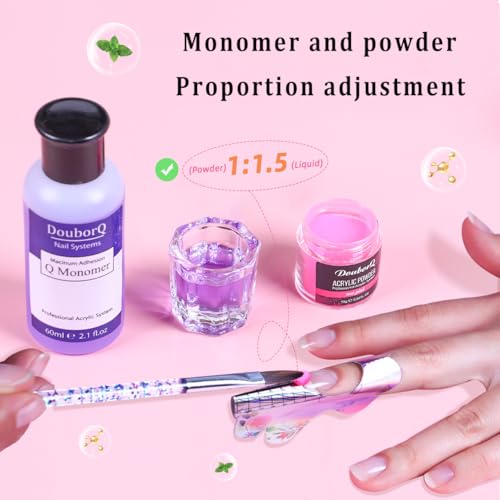 Acrylic Nail Art Kit-Nail Art Manicure Set Acrylic Powder Brush Glitter File French Tips U V Lamp Nail Art Decoration Tools Nail Drill kit for beginners with everything at home (White)