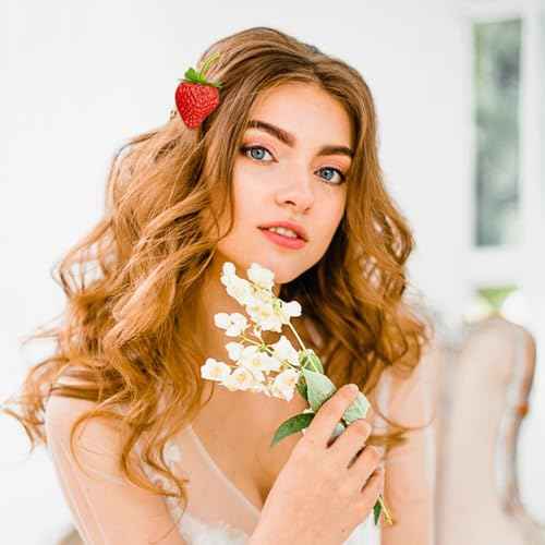 10 Pcs Strawberry Hair Clips Women Bangs Alligator Clips Christmas Birthday Decoration Accessories Fruit Daily Hairpins Red Green Bobby Pins