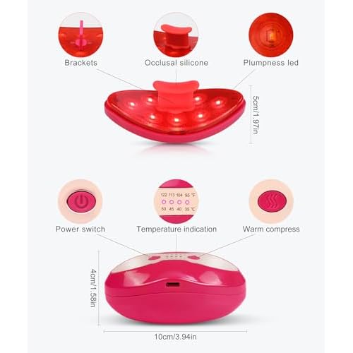 FERNIDA Red Light Lip Therapy for Women Rechargeable Lip Device with Heated Eye Care, Improve Lip Color & Smooth Lip Wrinkles, Red