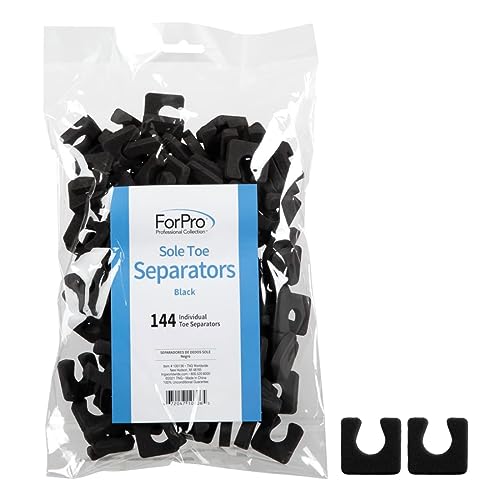 ForPro Sole Toe Separators - Black Luxurious Foam Separators - Individual Toe Separators for Pedicures ?¢桰 144-Count