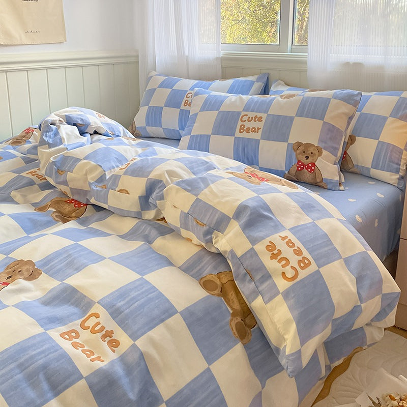 Printed Cartoon Girl Cotton Bed Quilt Cover Set - Multiple Sizes & Styles