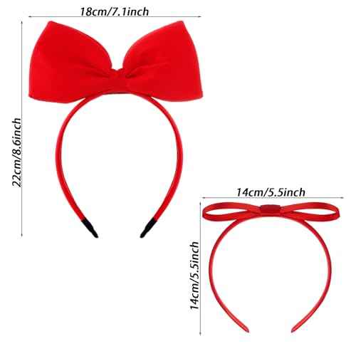 2Pcs Big Red Bow Headband Women Girls Cute Princess Hair Accessories for Halloween Costume Christmas Party