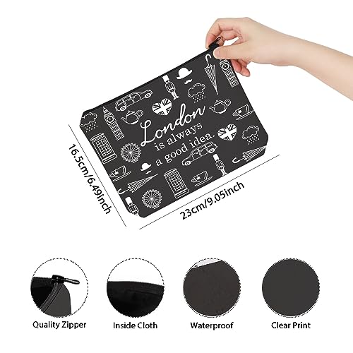 London City Skyline Zipper Pouch Makeup Bag - London Is Always A Good Idea (BLK)