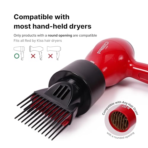 Red by Kiss Universal Detangling Blow Dryer Hair Styling Pik ? Double Layer Pik Attachment for Smooth, Frizz-Free Hair ? Compatible with All Hair Dryers, Wigs, Weaves & Natural Hair