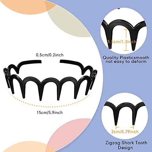 Yeshone 3 Pieces U-Shaped Plastic Headbands - Comb Hoop Wave Hair Bands (Black)
