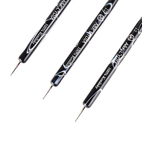 A&K L'YDIA 2 Way Acrylic Professional Konlisky sable hair French Manicure Clean-up Brush Nail Art Brush Bend Nail Dotting Pen Builder Extension UV Gel Acrylic #12