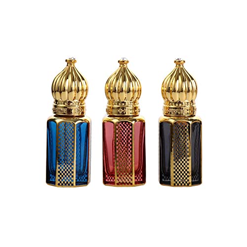 Leadigol 3pcs Essential Oil Roller Bottles,Vintage Glass Roller Bottle,Empty Glass Mini Bottles for Perfume,DIY Travel Essential Oil Roller Bottles