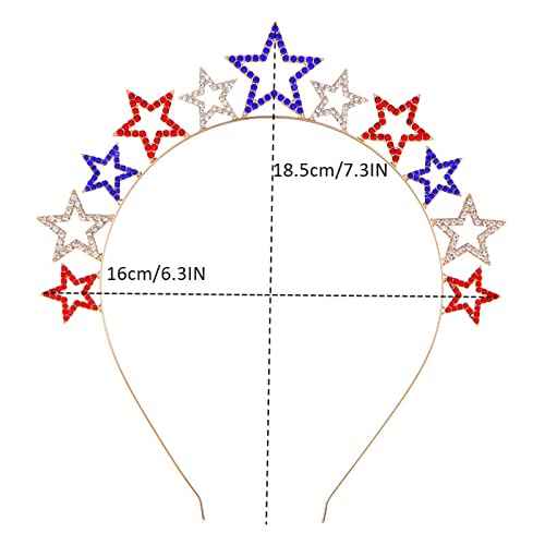 4th of July Headbands Patriotic Star Headband - Rhinestones Tiara Headpiece Star Crystal Hair Hoop for Women Hoilday Independence Day Party Hair Accessories Decorations