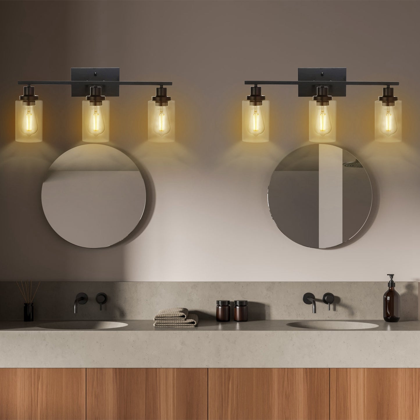 Modern 3-Light Wall Sconce with Glass Shades - Bathroom Vanity & Living Room Lighting