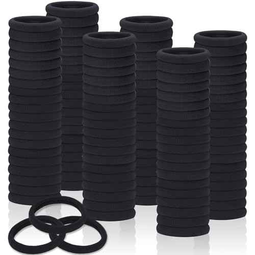 150 Pcs Seamless Elastic Hair Ties No Damage for Thick & Thin Hair, Ponytail Holders, Elastics, Soft Pony Tails Bands for Women, All Black