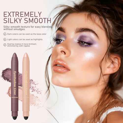 2 PCS Plum Eyeshadow Stick, 2-in-1 Eyeliner & Eyeshadow, Shadow Liner Duo Plum, Waterproof, Smooth, Easy to Color, Eye Shadow Crayon for Effortless Smoky & Natural Eye Makeup