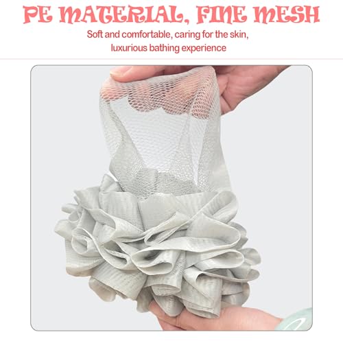 4pcs loofah washcloth Combo 2 in 1 bar soap loofah Pouch Holder Mesh Shower Ball for Exfoliating Body Wash Smooth Skin Free Loofah Dish Towel (Bohemian Color)
