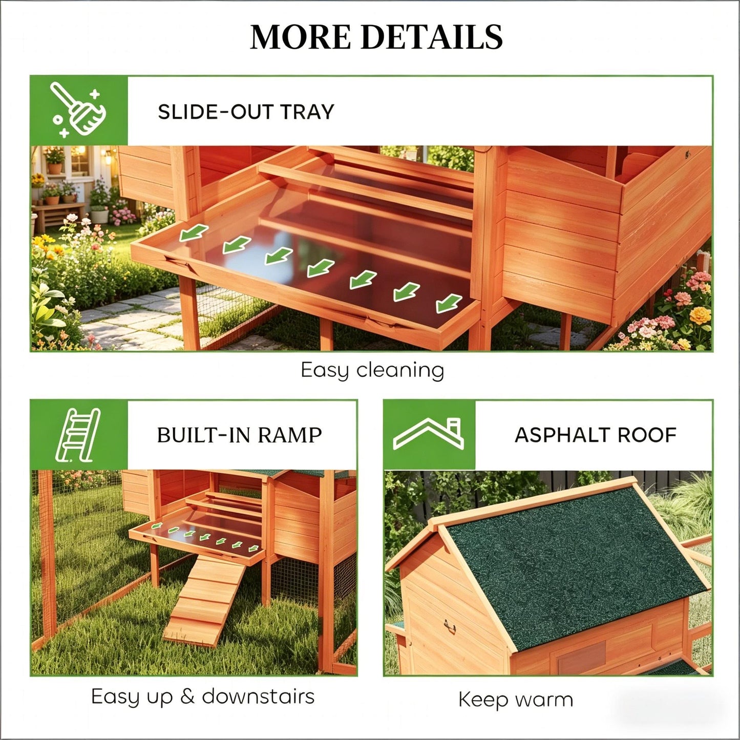 Spacious Wooden Chicken Coop with Two Sliding Windows - Orange